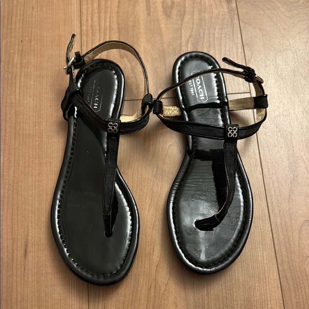 COACH black thong sandals 7.5